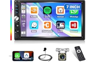 Inefala Radio samochodowe 2 DIN z funkcją CarPlay Android Auto Mirror Link 7-calowy ekran dotykowy Radio samochodowe Bluetooth z radiem FM EQ sterowanie kierownicą USB TF/SD AUX + kamera cofania
