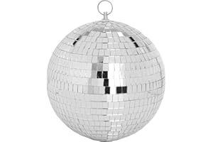 DJBoomy 8 Inch Hanging Mirror Disco Ball: Silver Disco Balls Decorations Mirror Ball with Hanging Ring for Party Decor Home Events DJ Parties