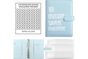 SALPPLEA 100 Umschläge Saving Challenge, Umschlag Challenge Binder, Sparbuch mit Geldumschlägen, Sparbuch (einfarbig, blau)