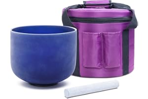 KVKA 432hz Kristall Klangschale Indigo Farbe A Note Third Eye Chakra 8 Zoll mit Tragetasche percussion instruments(20.3cm) Sound Bowl