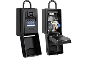 ‎ENONEO ENONEO Schlüsseltresor mit Beleuchteten Zahlencode Aussen Schlüsseltresor mit Bügel, Wetterfest Schlüsselsafe 4 Stellig Groß Robust Schlüsselbox für Draußen Haus Garage Schule