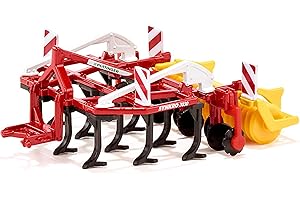 siku 2067, Cultivateur Pöttinger Synkro, Outil de préparation du sol 1:32, Métal/plastique, Rouge, Rouleau packer rotatif