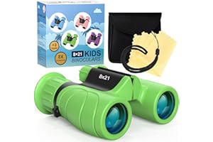 Kizplays® Prismáticos para niños, 8 x 21, gran aumento, HD, bolsa de observación de aves, senderismo, turismo, juguete para niños pequeños, niñas, 4, 5, 6, 7, 8 años, regalo de cumpleaños