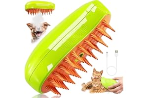 CHIMOO Cepillo de vapor 3 en 1 y para gatos con spray y agua - Cepillo de cuidado para gatos y perros - Verde