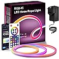 NALACAL RGB-IC Neon Rope Light, with Music Sync by Wifi, DIY LED Rope Lights with Remote, Tuya Smart Life App Control, IP68 Waterproof, Works with Alexa and Google Assistant (3M)