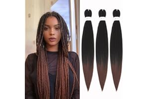 ORIGINEA 3 Packs/Lot EZ Braid 26 inch Professional Pre Stretched Braiding Hair Yaki Texture Braiding Hair for Crochet Hair Braids Long Free Synthetic Fiber Hair Extensions (#T1B/30)