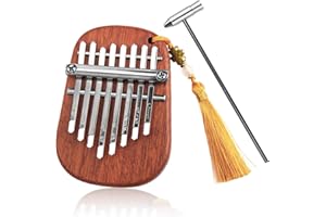 LOCKGO Kalimba Thumb Piano 8 Keys with Tuning Hammer, Portable Mini Kalimba Finger Pianos, Small Marimba Solid Wooden Musical Handmade Instruments Gifts Suitable for Children Adults Beginner Musical Lover