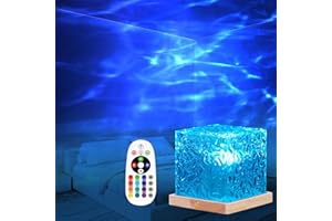 BomKra Ocean Lamp - Proiettore a LED con cielo stellato, 16 colori RGB, lampada polare, base in legno con telecomando, lampada Luxocean per decorazione camera