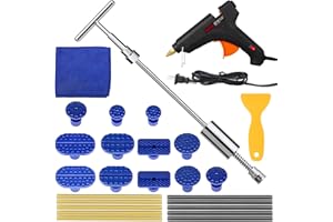 Mookis Kit de Extractor de Abolladuras de Coche 26 Piezas Herramienta de Reparación de Abolladura, Sacabollos Coche con Tirante Tipo T, Pistola de Pegamento, para Daños Ocasionados por Granizo
