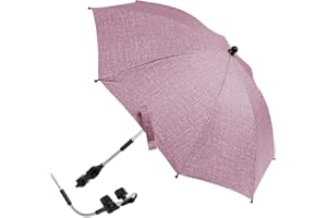 DEUSON Universeller 50+ UV-Kinderwagen-Sonnenschirm mit Verstellbarer Klemme und flexiblem Arm für Kinderwagen, Kinderwagen, Fahrrad, Rollstuhl, Strandkorb (Jeansrot, 75CM(B))