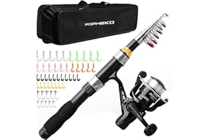 MOUHIKE Canne à pêche télescopique Ultra légère avec Sac de pêche, Accessoires de pêche Tout-en-Un, kit Cadeau pour Enfants, Adultes, Jeunes, débutants, Eau salée et Eau Douce