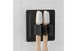 ‎LOBUX LOBUX® - Zahnbürstenhalter selbstklebend, superfester Halt [Soft-Touch Silikon] - Aufsteckbürsten Halter für elektrische Zahnbürsten - für Badezimmer, Spiegel, Dusche, Wand (schwarz)