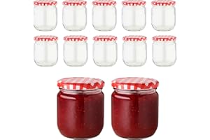 Devitre 12er Set Marmeladengläser 425 ml Einmachgläser mit Deckel + Etiketten