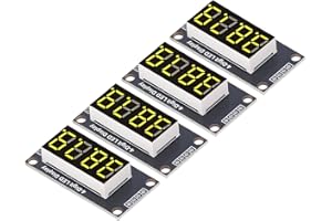 SEAFRONT LED 4 Chiffres 7 Segments 0.36in Module D'affichage de Tube Numérique TM1637 Affichage D'horloge de Tube de Puce D'entraînement 4 Ensembles de Module (Jaune MRA110C)