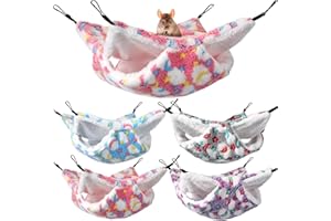 NAMALU 4 Amache da Gabbia per Piccoli Animali Letto a Castello per Furetto a Doppio Strato Amaca per Porcellini d'India da Appendere Amaca Morbida Calda per Gioco del Nascondiglio Accessori (Stella, Luna)