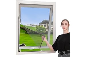 JOOFAN DIY Insect Screen Magnetic Window, Max 128 x 147 cm, Magnetic Frame for Fly Screen, Window, Mosquito Screen, Washable, Black Net, No Punching Required