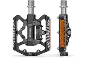 GEWAGE SPD Bike Pedals, 2 in 1 Dual Function Flat and SPD Pedals with Reflector, 9/16 Inch CrMo Axle for MTB Bikes, Road Bikes and E-Bikes