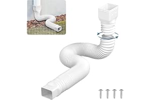TOKPLNU Rain Gutter Downspout Extension Flexible Down Spout Extender White Drain Pipes Gutter Connector Rainwater Drainage Pipe Downspout Rain Drain Extender from 19.7 to 58 Inch, 1 Pack