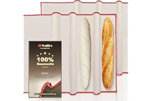 Walfos® Panno professionale per la fermentazione del pane, panno di lino per la fermentazione della pasta, per pasta e baguette (75 x 45 cm, 2 pezzi)