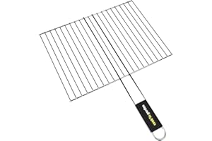 COOK'IN GARDEN Cook’in Garden - Grille Chromée, Dimensions 40 × 30 cm, Résistante aux Flammes et Hautes Températures, Manche Soft Touch Facile à Prendre en Main, Grille Barbecue Extérieur Compatible Multi-Marques
