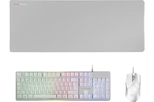 Mars Gaming MCPXWPT, Combo H-Mech FRGB Tastiera, Ultralight Mouse 10000DPI & XXL Mousepad, Nero, Lingua Portoghese