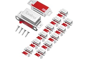 Tonitrui Lot de 6 loquets magnétiques pour porte d'armoire, fond plat avec adhésif, 15,9 kg (argenté, lot de 8)