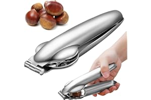 Atuoxing Cortador de Castañas de Acero Inoxidable Abridor de Castañas, Cortador y Pelador de Castañas Multifuncional, Clip de Castaña Abre Castañas