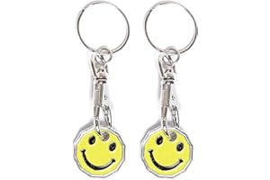 UK Phoenix Shopping Trolley Token Key Ring 12 Sided Shape £1 Pound Coin Reusable Token Locker Gym Shopping Basket Asda Aldi Lidl Tesco Sainsbury (2 x Smiley Face)