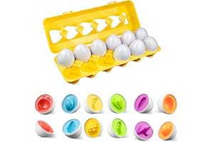 COONE Matching Eggs 12 pcs Set Easter Eggs, Educational Color & Shape Recognition Sortere Skills Study Early Learning Educational Fine Motor Skill