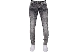 ZE ENZO Enzo Mens Super Skinny Fit Jeans Stretch Ripped Biker Denim Pants All Waist Legs