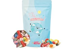 SWEET NOTES Bolsa de Chuches con Mensaje de Amor, 100 gr, Regalo Original para Cumpleaños, Parejas y Aniversarios, Chucherías, Dulces, Golosinas (Todas las ocasiones, Tú, puedes con todo)