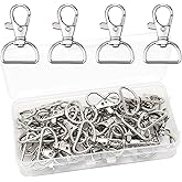 Weniubit 40 Pcs Silver Spinner Keychain D-Ring 360&deg; Rotatable Inner Width 25mm Carabiner for Backpack Purse DIY