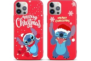 LYUBFDC [2 Pezzi] Natale Cover per Apple iPhone 11 6,1", Custodia in Rosso Silicone con Bello Stitch Modello Morbida TPU Anti-Graffio Protettiva Case per iPhone 11, Christmas2
