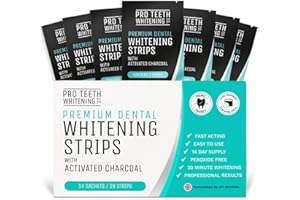 Bandes de blanchiment des dents au charbon actif - Sans péroxyde - Résultats rapides de blanchiment - 28 bandes de qualité supérieure - Formulées par des dentistes pour Pro Teeth Whitening Co.