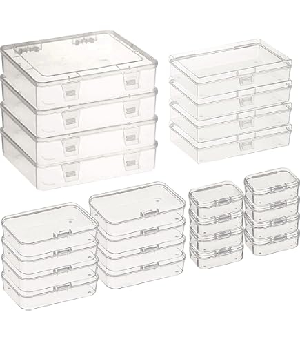 YAYODS Set van 8 plastic opbergdozen met deksel, 15 x 10 x 3 cm, kleine transparante opbergdozen, doe-het-zelf organizer, foto-opbergdoos, opbergdoos