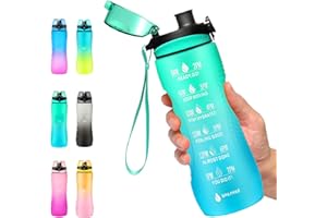 Binudum Borraccia Motivazionale con Indicatore del Tempo Sportiva Borraccia in Tritan BPA Free a Prova di Perdite per Adolescenti, Adulti, Palestra, Esterni, Ciclismo, Ufficio (Verde Menta, 750 ml)