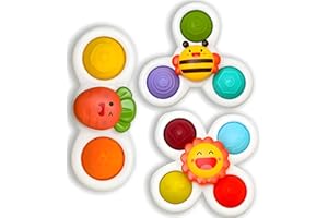 Thunder Group 3 Pcs Suction Cup Spinner Toys|bath fidget spinner for Babies|Baby Suction Spinner Toys for Toddler|Baby Fidget Spinners for Babies|window spinners toy Unisex Under 6 Year (Pop Colours)