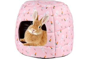 RANYPET Lit Lapin Peluche, Panier pour Lapin avec Coussin Amovible, Maison Cochon d'Inde fit Dodo Cochon d'Inde, Lit Cochon d'Inde pour Hérisson Hamster Chinchilla Écureuil Lapin Chat