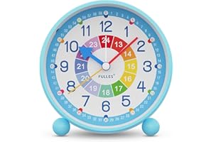 VOSSOT Wecker, Kinderwecker Digital Ohne Ticken, Lautloser Lernwecker Lernuhr Kinderuhr Kompak Analog Wecker für Jungen und Mädchen - Reisewecker mit Nachtlicht, Snooze und Batteriebetrieben (Blau)