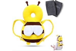 FANWINKJ Protection de la tête pour bébé, casque de sécurité ajustable contre les chutes, protection de la tête des tout-petits contre les chutes avec genouillères Couverture pour ramper, en forme d'a