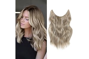 MS TAJ Ash Blonde Invisible Wire Hair Extensions with Adjustable Size 12inch One Piece hair extensions Clip in Hair Pieces for Women