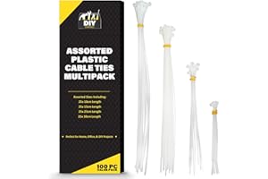 SOL 100pk Assorted Plastic Cable Ties Multipack - 10-30cm Length - Small & Long Self-Locking Zip Ties, Heavy Duty Tie Wraps for Cables, Durable Zip Ties for Home & Office