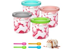 Luazvilkpsar 4 Stück Creami Behälter für die Ninja Creami Eismaschine, Ice Cream Behälter Kompatibel mit NC301 NC300 NC299AMZ, 16oz Eisbehälter, Tubs Zubehör, BPA-frei, Spülmaschinenfest