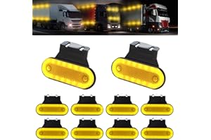Teguangmei 10PCS LED Side Marker Lights with Support 20SMD Side Indicator 12-24V Clearance Lights Front Rear Lights Position Lamps for Truck Trailer RV Lorry Camper Van Caravan (Amber)