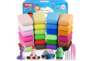 YILAIDA Air Dry Clay, 24 Colors Creative Educational Magic Clay Non Toxic Ultra Light Modeling Clay Best Gift for Boys Girls Perfect for Birthday Christmas