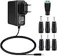 ALSISK 12V 2A 24W DC Netzteil,AC 100-240V auf DC 12V für LED Streifen,Aquarium,CCTV Kamera,WiFi Router,Weihnachtsbaum,ESCAM QD300,Scanner,Hub,Telekom,T-Com,Speedport,Radiowecker+7 Umwandlungsköpfe