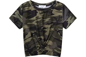 Arshiner Niñas Camisetas Verano Manga Corta Niños Algodón T-Shirt Moda Imprimir Escuela Blusa Lindo Cuello Redondo Camisa Ligero Casual Shirt para Niñas 5-12 Años