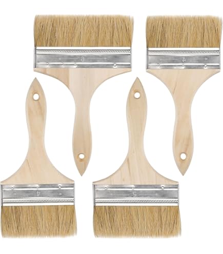 HXHWKEN Malerpinsel Set - 2 Flachpinsel 100mm & 120mm Mit Holzstiel Für Lack, Farbe Und Lasur