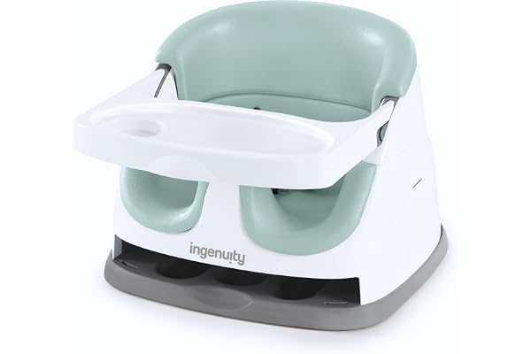 Ingenuity, Rehausseur de Chaise 2en1 pour Bébé et Enfants, Siège Evolutif, Harnais de Sécurité à 3 Points, Plateau Amovible, sons BPA, Portable et Facile à Nettoyer, Mist, 6-36 Mois