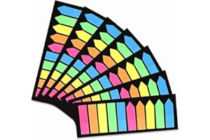 DaKuan - 1400 bandiere adesive traslucide fluorescenti, note adesive colorate a forma di freccia, etichette indice freccia, indicatori di pagina (5 colori)